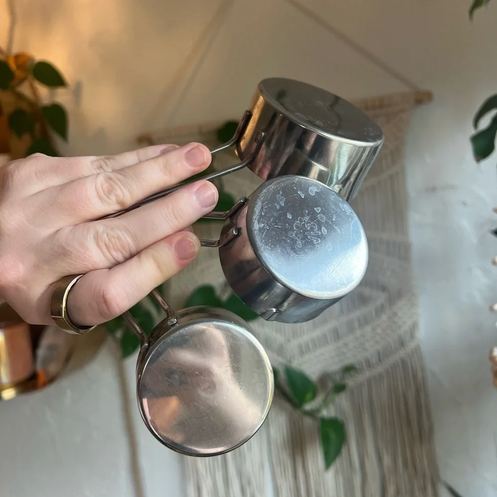 Set of 3 Stainless Steel Measuring Cups – Durable Kitchen Essentials